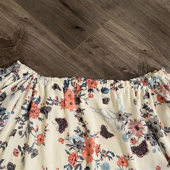 Audrey 3 + 1 dress off shoulder tunic style dress floral butterfly print lined - Picture 5 of 11